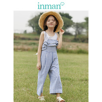 Mainman children dress clear cabin summer new stripe Two sets cotton medium CUHK girl suit harness wide leg pants vest T
