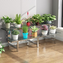 Stainless Steel Balcony Flower Shelf Multilayer Ladder Floor Type Flower Green carol Multi meat flower shelf indoor and outdoor flower pot frame