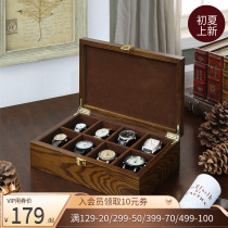 Eurostyle Solid Wood Delicate Retro Watch Ornament Containing Box Suede Wrist Watch Bracelet Box Gift Box Table Top Accessories Box