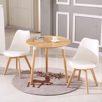 Nordic round table coffee shop sales office negotiation table and chair combination modern simple office area round household dining table