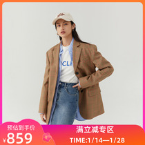(The same style as the shopping mall) LILY2022 winter new womens elegant retro plaid high-quality temperament suit jacket