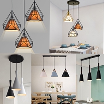Nordic Modern Minimalist Restaurant Chandelier Triple Head Creative Personality Table Dining Room Bookroom Bar Terrace Iron Art Diamond Lamps