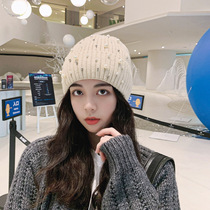 Japanese trend Pearl knitted wool hat fashion tide Joker Korean autumn and winter thick warm hat children Tide brand