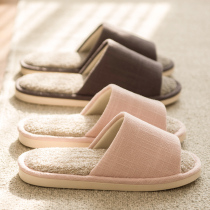 Japanese summer linen cotton linen slippers female sweat absorption deodorant spring and autumn four seasons universal non-slip home household indoor men
