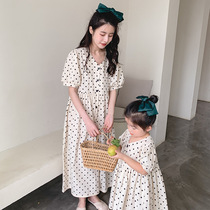 Next win parent-child clothing 2021 summer New Tide bombing street Net red bubble sleeve mother women foreign girl dress