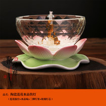 Ceramic Lotus Crystal lamp Oil lamp Buddha head Lamp Crystal oil bowl Ghee Lamp Changming Lamp Poly Buddha Yuan Buddhist Supplies