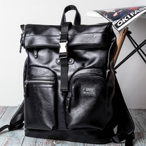 Hong Kong new fashion Mens backpack Korean casual backpack leather trendy mens backpack travel bag schoolbag