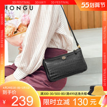 Red Valley Womens Bag 2021 New Resting Bull Leather 100 Lap Single Shoulder Bag Temperament Armpit crocodile Crocodile Textured Bag 4090