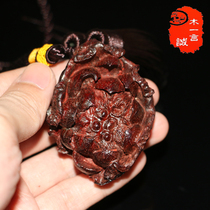 Wood a word of sincerity●Handmade mahogany carving Indian leaflet rosewood lotus lotus crafts Wen play handle pendant