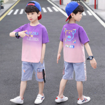 Boys set summer new sports handsome casual boys loose middle and old children Korean version thin summer clothes tide