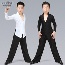  Boys Latin dance suit Childrens boys boys long-sleeved professional competition performance performance practice clothing set Summer