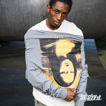 Trend view BS Mona Lisa print long-sleeved tide brand casual men and women lovers loose T-shirt