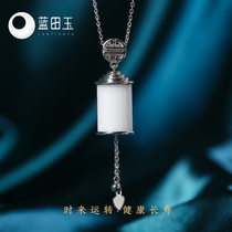 Lantian Jade turn gold tube jade pendant necklace Lady jade pendant jewelry birthday gift to girlfriend girlfriends