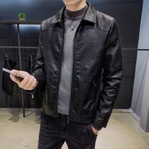 Leather leather clothing mens spring and autumn goatskin Korean slim trend mens coat high-end Joker leather jacket