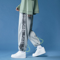 Tide brand cashew bouquets mens Spring and Autumn New 2021 New loose sports pants Hong Kong style trend casual pants