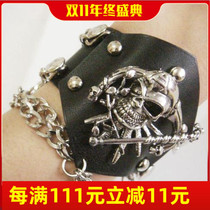 Personality alternative fashion punk leather wristband DEATH DEATH