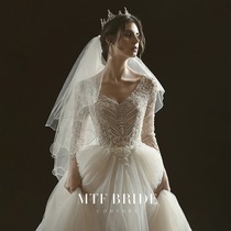  Mantingfang (Otafei)starry sky wedding dress 2021 new bride trailing heavy industry wedding dress luxury v-neck wedding dress