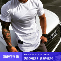 Muscle captain fashion sports short sleeve T-shirt male brothers fitness running loose breathable training suit top
