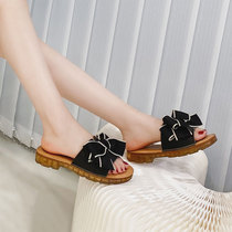 Hang Lavender Butterfly Knot Genuine Leather Sandals Women Wear 2022 Summer Niu Tendon Bottom Students 100 Comfortable Soft Bottom Slippers