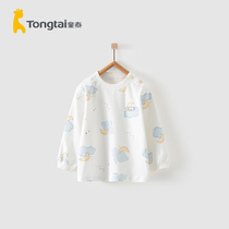 Tongtai Four Seasons 5 months-3 years old infants and women baby clothes cotton shoulder open home underwear round neck top