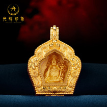 Glorious impression 24K pure gold roll grass Lotus Master Buddha statue can be filled with lotus manibao pendant