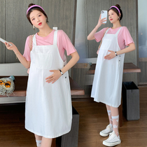 Gestational Woman Dress Summer Clothing Two Sets Short Sleeve Blouse Blouse Dress 2022 New Pregnant Woman One-piece Dress Suit Skirt Summer