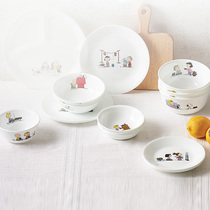 Corning tableware imported Snoopy glass tableware 10 pieces of household ceramic glass tableware Rice Bowl plate set