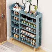 Shoe rack multi-layer simple household economy saving space imitation solid wood shoe cabinet door small shoe shelf dormitory storage