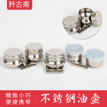 Stainless steel oil pot oil painting painting coloring utensils single hole double hole with clip cover sealing good oil leakage