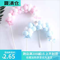 Net red hair ball arch cake plug-in card birthday cake plug-in flag cake decoration ornaments