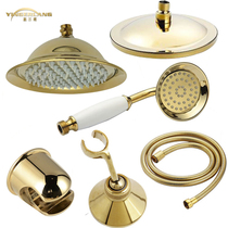 Golden shower bracket set antique bathroom all copper hand-held rain shower head lift shower small nozzle head