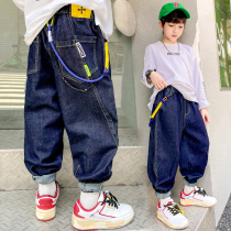 2022 Spring and Autumn New Boys Jeans Childrens Western-style Trousers Big Boys Handsome Pants Autumn Clothes Korean Childrens Clothes