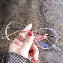 Art big frame retro polygon anti blue light myopia glasses female plain color super light Net red can be equipped with degree tide tide