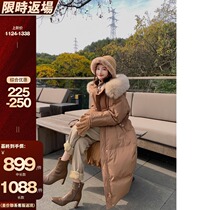 Big joy homemade goose quilt | detachable white fox fur collar goose down jacket women's long style