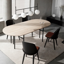 Nordic oval dining table Modern light luxury Danish style Western dining table and chair Household solid wood dining table Designer workbench