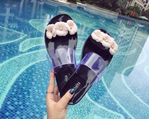 2019 New Camellia sandals flat jelly shoes summer ladies slippers flower flat heel sandals Net Red