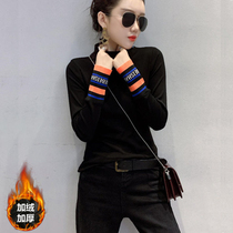 Europe station 2021 autumn and winter new fashion plus suede thickened slapped undershirt woman long sleeve 100 ride of the ocean blouses