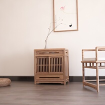 Old elm Chinese tea cabinet Solid wood tea cabinet paint-free Zen tea cabinet storage low cabinet tea room club side cabinet