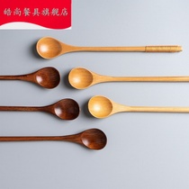 Honey spoon Non-stick wooden spoon Honey special wooden spoon Coffee spoon long handle spoon Milk tea spoon Retro
