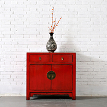 New Chinese side cabinet retro cabinet solid wood locker Chinese porch cabinet living room cabinet antique furniture shoe cabinet old