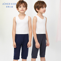 21 New adoring children 2-year-old boy Boy student summer Modal mesh three-point pants pajamas wear outside