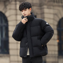 Mens jacket 2021 Winter new trends Korean version handsome short section Thickened Loose 100 Hitch Down Jacket
