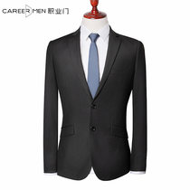 Professional door plus velvet warm mens suit jacket slim winter thick business dress black suit single top