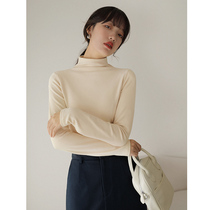 Half turtleneck German velvet bottoming shirt womens 2022 autumn and winter plus velvet thick warm inside with foreign style long-sleeved t-shirt womens top