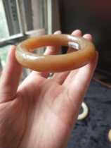 A Jingjia Hetian Jade Qinghai material boutique wild cattle ditch Brown sugar grass flower sweet osmanthus cake rough round bracelet