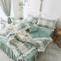 Winter Princess wind rabbit velvet four-piece bed coral velvet padded Faler double-sided Crystal velvet bed skirt quilt cover