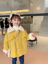 OKAIDI French girl girl coat winter style gush child foreign air new pure color medium length thickened casual blouse