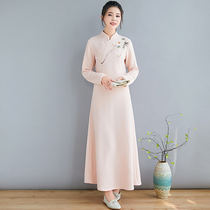 Fall Winter 2021 New Chinese Zen Women's Zen Clothing Tea Clothing Women's Modified Tang Dress Retro Cheongsam Dress