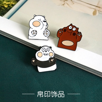 MQHH cartoon animal panda white bear brown bear standing brooch we naked bear pin clothes backpack accessories gift