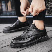 Mens shoes 2022 new black business dress casual shoes groom married the British tide shoes summer trend